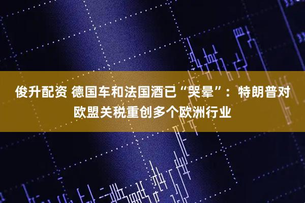 俊升配资 德国车和法国酒已“哭晕”：特朗普对欧盟关税重创多个欧洲行业